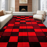 Ultra Soft Area Rug, Non Slip, Stain Resistant, Washable Area Rugs for Living Room, Bedroom, Contemporary Bold Graphic Pattern(Red)