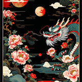 Ultra Soft Area Rug, Non Slip, Stain Resistant, Washable Area Rugs for Living Room, Bedroom, Vibrant Asian Inspired Motif(Black)