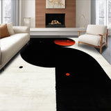 Ultra Soft Area Rug, Non Slip, Stain Resistant, Washable Area Rugs for Living Room, Bedroom, Stylish Monochromatic Round Animal Motif(Black)