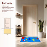 Ultra Soft Area Rug, Non Slip, Stain Resistant, Washable Area Rugs for Living Room, Bedroom, Vibrant Musical Notes Composition(Blue)