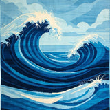 Ultra Soft Area Rug, Non Slip, Stain Resistant, Washable Area Rugs for Living Room, Bedroom, Tranquil Oceanic Abstract Waves(Blue)
