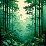 Lush Canopy Forest Green & Beige Blended Abstract(Green)