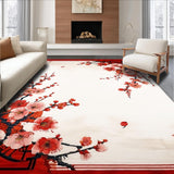 Ultra Soft Area Rug, Non Slip, Stain Resistant, Washable Area Rugs for Living Room, Bedroom, Colorful Japanese Nature Inspired Theme(Red)