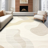 Abstract Cream Swirl Area Modern Neutral Floor Art(Beige)