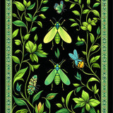Ultra Soft Area Rug, Non Slip, Stain Resistant, Washable Area Rugs for Living Room, Bedroom, Vivid Green Insect Aesthetic(Black)