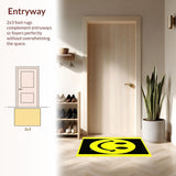 Ultra Soft Area Rug, Non Slip, Stain Resistant, Washable Area Rugs for Living Room, Bedroom, Retro Smiley Face Geometric Style(Yellow)