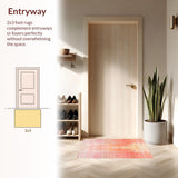 Ultra Soft Area Rug, Non Slip, Stain Resistant, Washable Area Rugs for Living Room, Bedroom, Sunrise Blush Rug: Modern Ombre, Geometric Elegance(Orange)