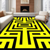 Ultra Soft Area Rug, Non Slip, Stain Resistant, Washable Area Rugs for Living Room, Bedroom, Dynamic Black and White Geometric Illusion(Yellow)