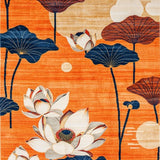 Ultra Soft Area Rug, Non Slip, Stain Resistant, Washable Area Rugs for Living Room, Bedroom, Tropical Floral Oasis Vibes(Orange)