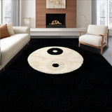Ultra Soft Area Rug, Non Slip, Stain Resistant, Washable Area Rugs for Living Room, Bedroom, Yin Yang Velvet Bathroom Meditation Rug Non Slip(Black)