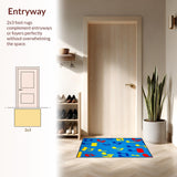 Ultra Soft Area Rug, Non Slip, Stain Resistant, Washable Area Rugs for Living Room, Bedroom, Brightly Hued Soundscape Design(Blue)