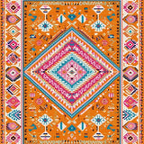 Ultra Soft Area Rug, Non Slip, Stain Resistant, Washable Area Rugs for Living Room, Bedroom, Rustic Ethnic Print Aesthetic(Orange)