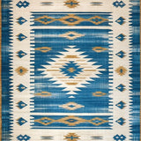 Ultra Soft Area Rug, Non Slip, Stain Resistant, Washable Area Rugs for Living Room, Bedroom, Vintage Over Dyed Southwest Patterned Blue Beige(Blue)