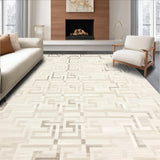Ivory Beige Geometric Area Distinctive Patterned Floor Accent(Beige)