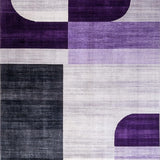 Ultra Soft Area Rug, Non Slip, Stain Resistant, Washable Area Rugs for Living Room, Bedroom, Elegant Geometric Grey and White(Purple)