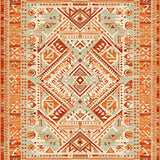 Ultra Soft Area Rug, Non Slip, Stain Resistant, Washable Area Rugs for Living Room, Bedroom, Bold Retro Ethnic Print(Orange)