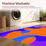 Ultra Soft Area Rug, Non Slip, Stain Resistant, Washable Area Rugs for Living Room, Bedroom, Vivid Retro Wavy Aesthetic(Orange)