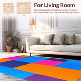 Ultra Soft Area Rug, Non Slip, Stain Resistant, Washable Area Rugs for Living Room, Bedroom, Dynamic Playful Patterned Accent(Orange)
