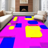 Ultra Soft Area Rug, Non Slip, Stain Resistant, Washable Area Rugs for Living Room, Bedroom, Retro Pop Art Geometric Delight(Pink)