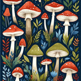 Brightly Colored Rustic Mushroom Artistry(Blue)