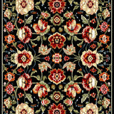 Delightful Low Pile Blooming Design(Black)