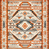 Ultra Soft Area Rug, Non Slip, Stain Resistant, Washable Area Rugs for Living Room, Bedroom, Rustic Earthy Tribal Geometry(Orange)