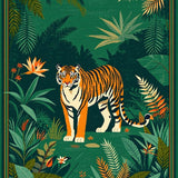 Ultra Soft Area Rug, Non Slip, Stain Resistant, Washable Area Rugs for Living Room, Bedroom, Vintage Jungle Ethnic Aesthetic(Green)