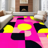 Ultra Soft Area Rug, Non Slip, Stain Resistant, Washable Area Rugs for Living Room, Bedroom, Vibrant Memphis Style Aesthetic(Pink)
