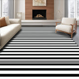 Ultra Soft Area Rug, Non Slip, Stain Resistant, Washable Area Rugs for Living Room, Bedroom, Elegant Contemporary Striped Motif(Black)