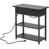ODIKA Black Studio End Table with Charging Station