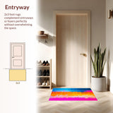 Ultra Soft Area Rug, Non Slip, Stain Resistant, Washable Area Rugs for Living Room, Bedroom, Dynamic Colorful Expressionist Design(Blue)