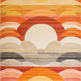 Ultra Soft Area Rug, Non Slip, Stain Resistant, Washable Area Rugs for Living Room, Bedroom, Whimsical Floral Print with Soft Shades(Orange)