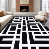 Ultra Soft Area Rug, Non Slip, Stain Resistant, Washable Area Rugs for Living Room, Bedroom, Modern Area Rug Waterproof Reversible Stylish Black and White Design(Black)