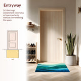 Ultra Soft Area Rug, Non Slip, Stain Resistant, Washable Area Rugs for Living Room, Bedroom, Modern抽象 Area Abstract Wave(Blue)