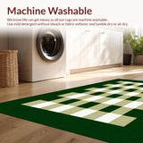 Ultra Soft Area Rug, Non Slip, Stain Resistant, Washable Area Rugs for Living Room, Bedroom, Sleek Minimalist Grid Formation(Green)