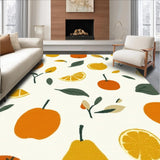 Ultra Soft Area Rug, Non Slip, Stain Resistant, Washable Area Rugs for Living Room, Bedroom, Artistic Colorful Fruit Visuals(Orange)