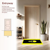 Ultra Soft Area Rug, Non Slip, Stain Resistant, Washable Area Rugs for Living Room, Bedroom, Chic Monochrome Punk Statement Piece(Yellow)