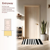 Ultra Soft Area Rug, Non Slip, Stain Resistant, Washable Area Rugs for Living Room, Bedroom, Geometric Rug Black and Whiteストライプ(Black)