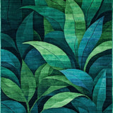 Ultra Soft Area Rug, Non Slip, Stain Resistant, Washable Area Rugs for Living Room, Bedroom, Tropical Plant-Inspired Washable Bathroom Floor Mat(Green)