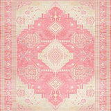 Ultra Soft Area Rug, Non Slip, Stain Resistant, Washable Area Rugs for Living Room, Bedroom, Delicate Tiled Vintage Influence(Pink)
