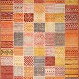 Ultra Soft Area Rug, Non Slip, Stain Resistant, Washable Area Rugs for Living Room, Bedroom, Rustic Patchwork Area Rug With Vibrant Earthy Hues And Geometric Patterns(Orange)