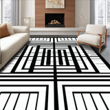 Ultra Soft Area Rug, Non Slip, Stain Resistant, Washable Area Rugs for Living Room, Bedroom, Chic Zebra Crossing Modern Black And White Patterned Rug(Black)