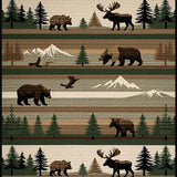 Ultra Soft Area Rug, Non Slip, Stain Resistant, Washable Area Rugs for Living Room, Bedroom, Rustic Earthy Wildlife Motif(Brown)