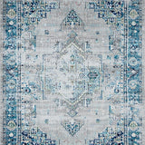 Ultra Soft Area Rug, Non Slip, Stain Resistant, Washable Area Rugs for Living Room, Bedroom, Vibrant Rustic Trellis Artwork(Blue)
