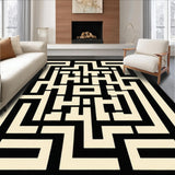 Ultra Soft Area Rug, Non Slip, Stain Resistant, Washable Area Rugs for Living Room, Bedroom, Contemporary Linear Geometric Motif(Beige)