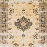Ultra Soft Area Rug, Non Slip, Stain Resistant, Washable Area Rugs for Living Room, Bedroom, Vintage Beige Area Brown Retro Medallion Non Slip(Beige)