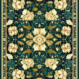 Ultra Soft Area Rug, Non Slip, Stain Resistant, Washable Area Rugs for Living Room, Bedroom, Abstract Boho Floral(Dark Green)