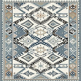 Ultra Soft Area Rug, Non Slip, Stain Resistant, Washable Area Rugs for Living Room, Bedroom, Rustic Symmetrical Ogee Theme(Blue)