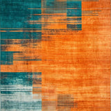 Ultra Soft Area Rug, Non Slip, Stain Resistant, Washable Area Rugs for Living Room, Bedroom, Chic Abstract Expressionist Style(Orange)