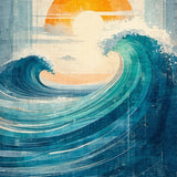 Ultra Soft Area Rug, Non Slip, Stain Resistant, Washable Area Rugs for Living Room, Bedroom, Sunrise Surf Rug Showcasing Radiant Waves and Minimalist Board Graphics(Blue)